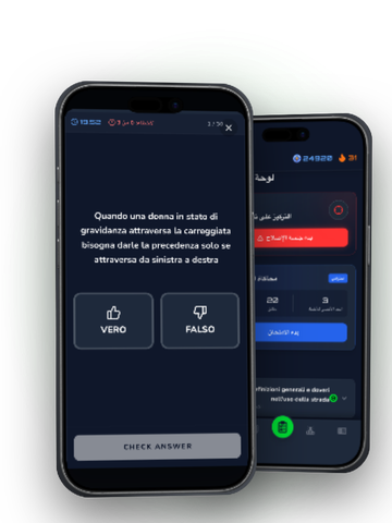 محاكي الامتحان ولوحة الاختبارات في Driving Freedom للتدرّب على Patente B