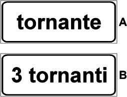 La presenza di uno dei due pannelli integrativi in figura può indicare uno o più tornanti
