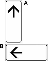 Il pannello integrativo (A), posto sotto un segnale di divieto, evidenzia il punto d'inizio della prescrizione (FIG 128)
